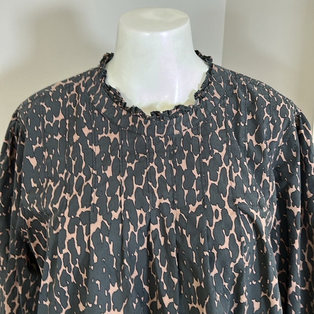 Rails Ariana Savannah Top caramel brown high neck shirt onyx black animal Sz XL - Picture 5 of 16